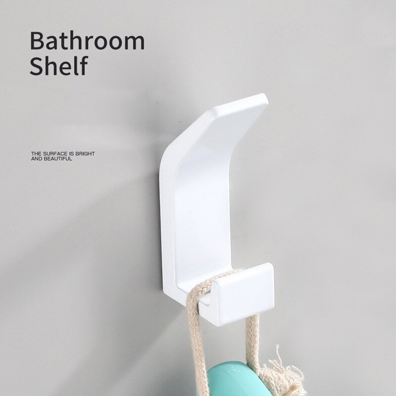 Gancho Doble para ropa de baño, perchero para bata de dormitorio, accesorios de cocina para sala de estar, color blanco y negro, sin perforación: White 1PCS