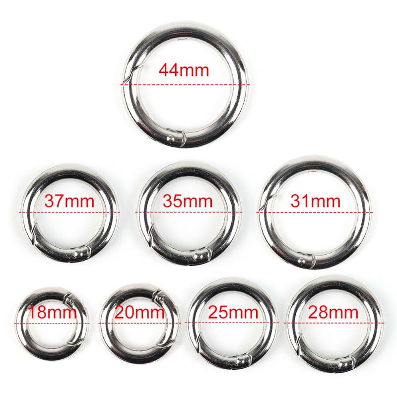 Ronde Push Gate Snap Open Haken Lente Ring Sleutel Karabijnhaak Camping Portemonnees Handtassen Push Trigger Snap Haken Plated Zinklegering