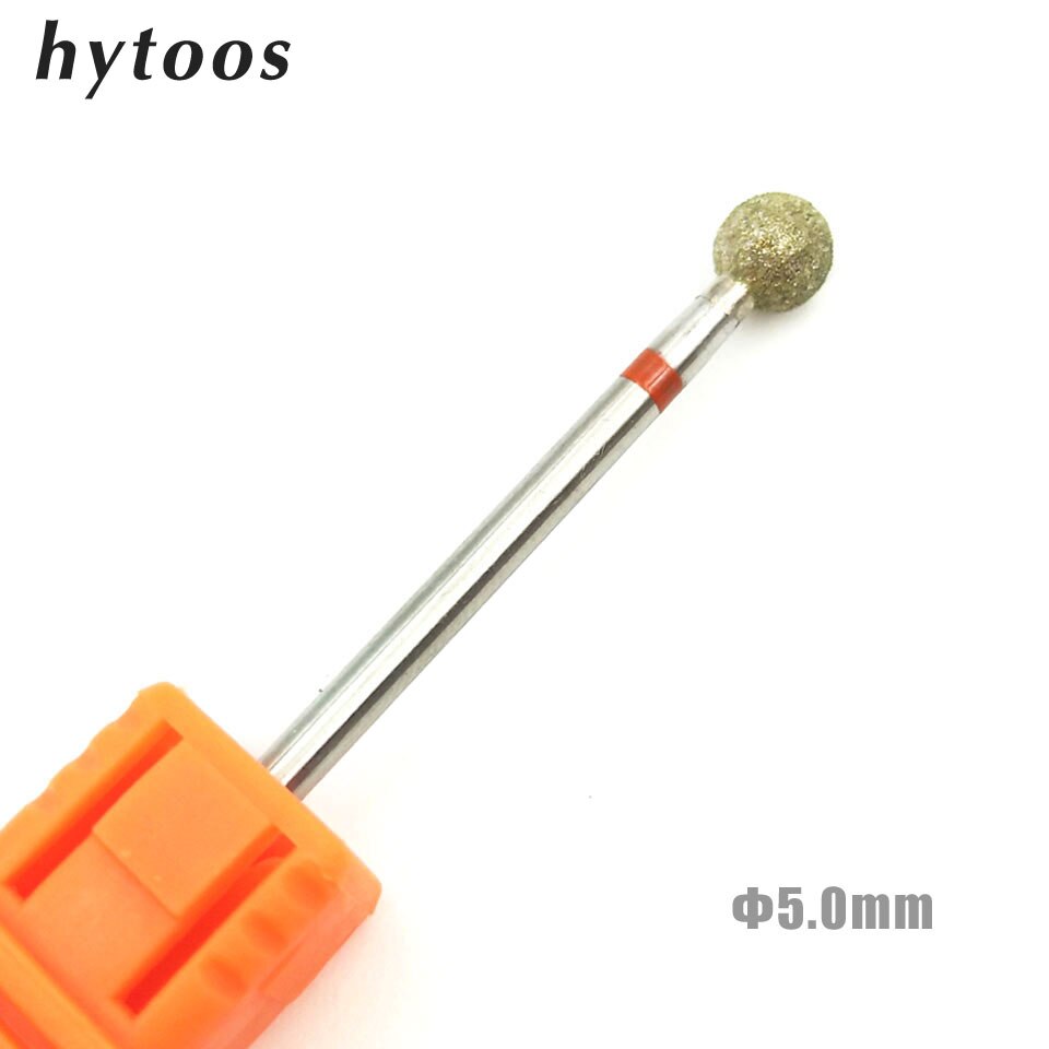 HYTOOS, 5,0mm, Bola de diamante, broca para uñas, fresa rotativa, limpieza de cutícula, cortadores para manicura, accesorios, herramientas de belleza para uñas, molinos