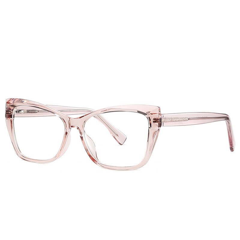 Gafas de prescripción montura de gafas de acetato tendencia de ojo de gato para mujeres gafas ópticas para lentes de receta: Transparent Pink