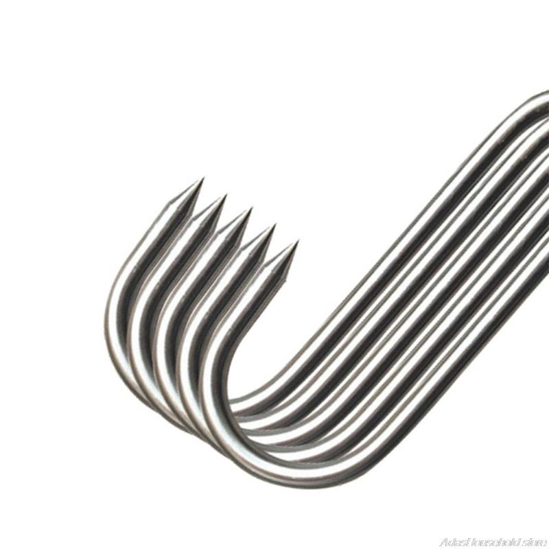 20pcs En Acier Inoxydable Croc de boucher avec le Bout Pointu pour boucherie Cuisine Fumer Et Froid Crochet Pratique 21