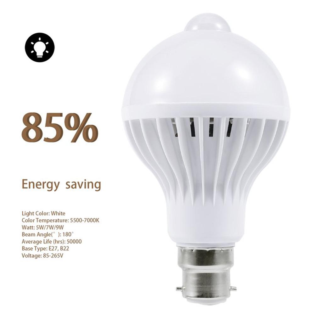 LED PIR Motion Sensor Auto Lamp Bulb Infrared Energy Light Cold White 9W Modern Interior House Use Durable