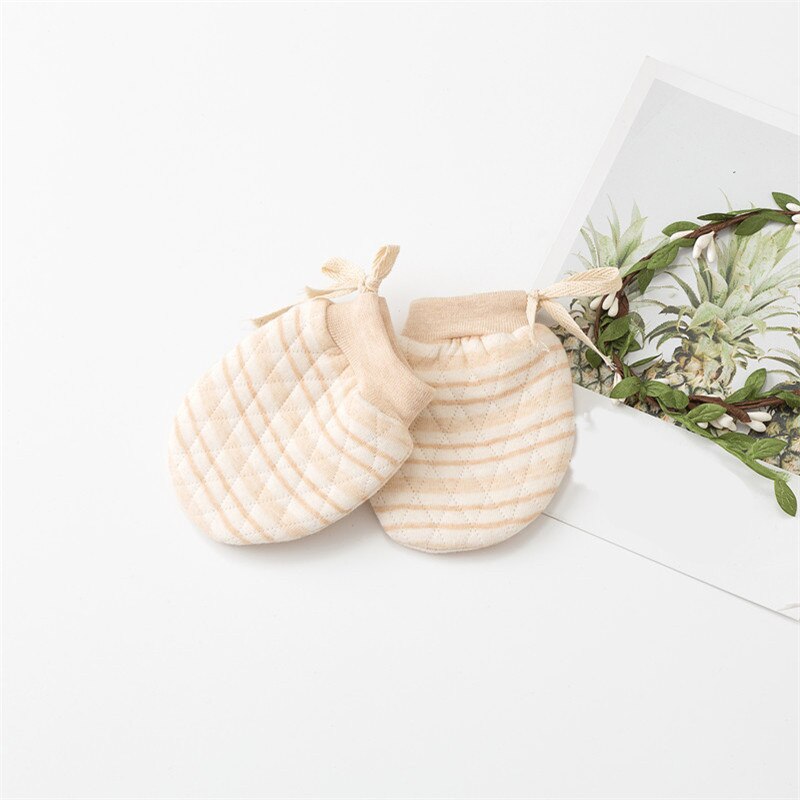 2Pcs Cotton Blend Baby Gloves Anti Scratch Face Hand Guards Protection Soft Newborn Mittens Baby Shower For Baby Girl Boy: Pinstripe