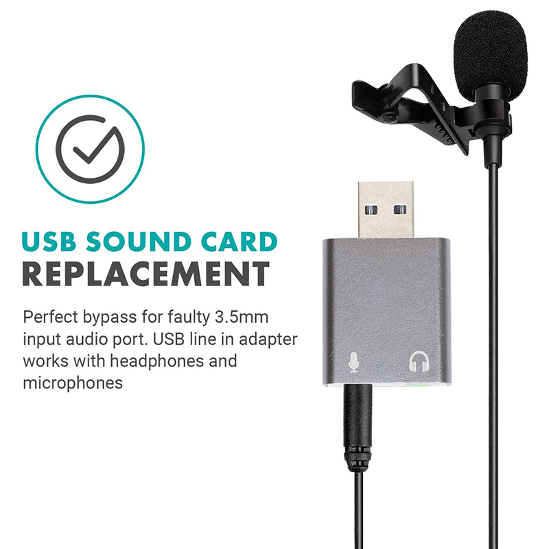 3,5mm trs microphone to usb 2,0 stereo audio external sound card adapter for pc and mac, usb input,  zu 3,5mm trs