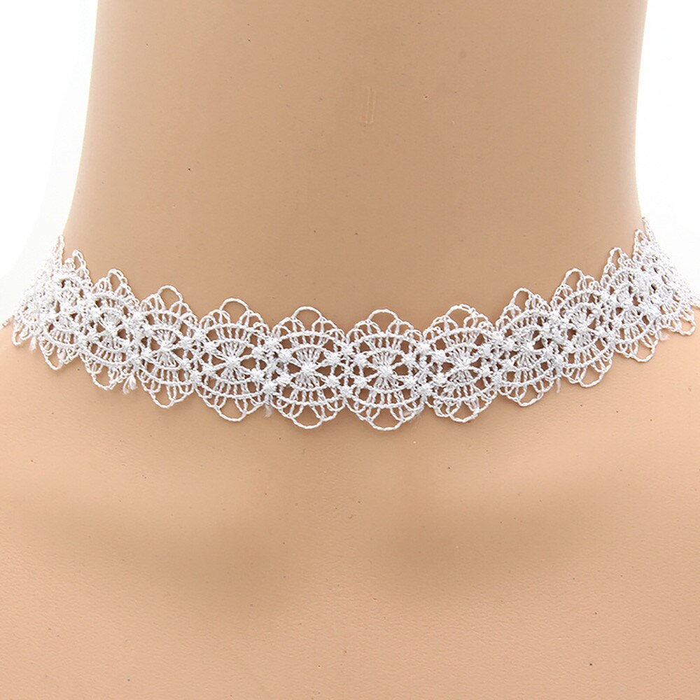 7 Pc Frauen Schwarz Seil Halsband Halskette einstellen strecken Samt Klassische gotisch Spitze Halsband Kette Collier Colar Ожерелье # w5