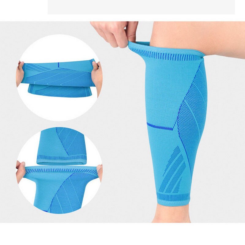 Elastisk stickad sport kompression ben vad ärmar tennis löpning lindrar muskelvärk benvärmare skydd basket fitness
