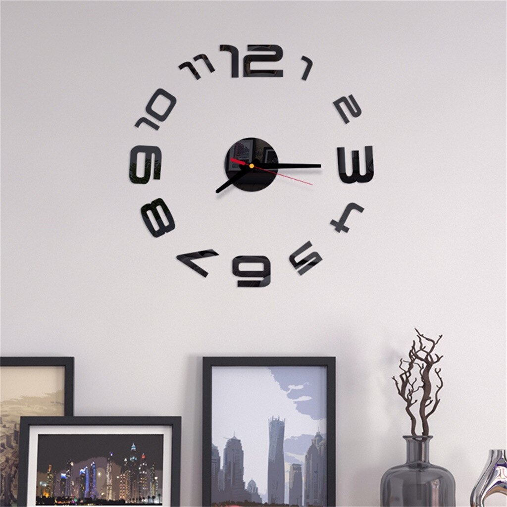 NeXtime XL Designer Wanduhr Cleopatra Mirror – 56 Cm Spiegeluhr Mit Römischen Zahlen, Schwarz