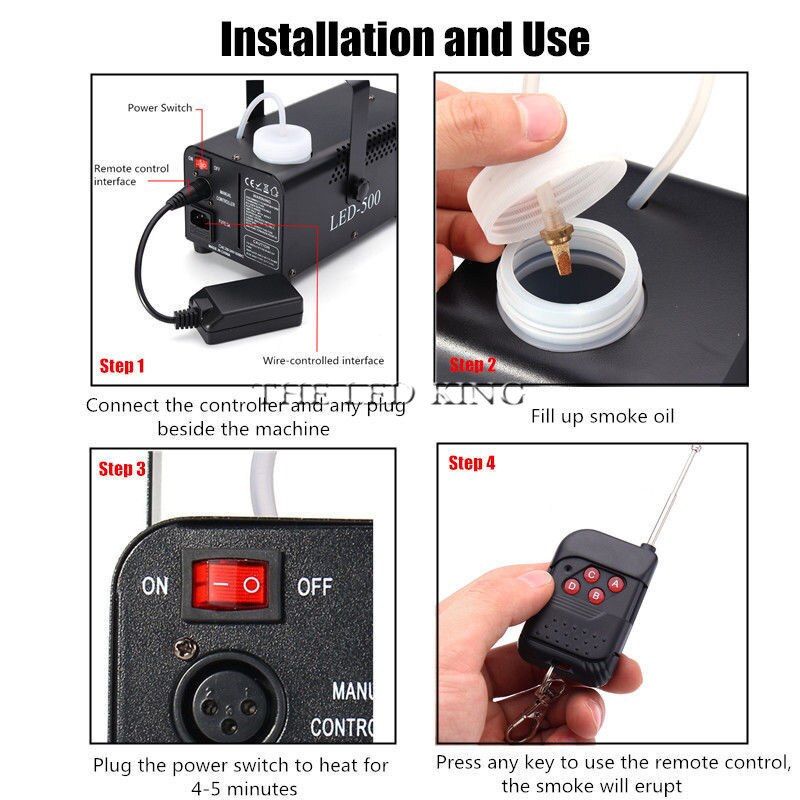 Draadloze controle LED 500 W Fog Rookmachine Afstandsbediening RGB kleur Rook ejector LED DJ Party Stage Licht rook Thrower