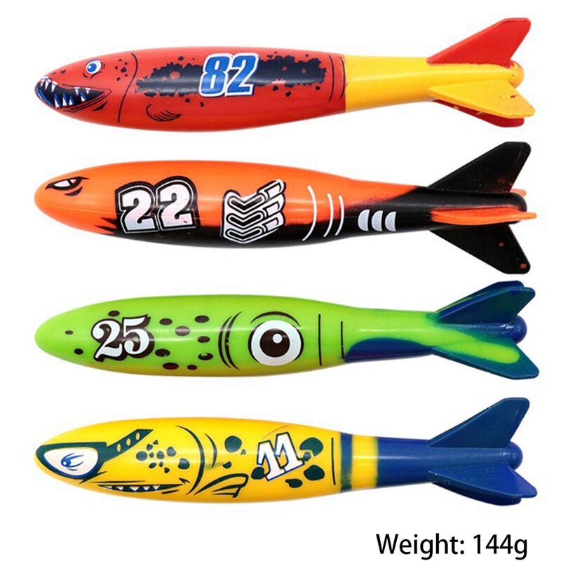 4Pcs Diving Torpedo Toy Underwater Swimming Pool Playing Toy Outdoor Sport Training Tool For Baby Kids Swimming Toy