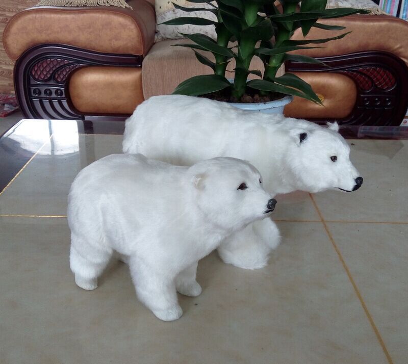 Et par simulering isbjørne legetøj kunsthåndværk harpiks og pels hvide isbjørn dukker 0971