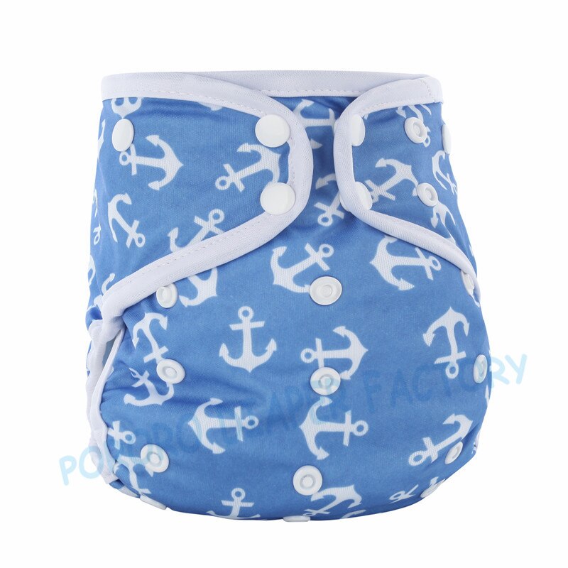 PORORO all in one baby cloth diaper with bamboo inserts, waterproof PUL AIO size adjustable nappies with white color binding: z7