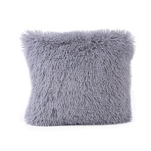 43cm*43cm Pillow Case Sofa Plush Square Waist Throw Cushion Cover Home Decor Throw Pillowcases Home Euro Pillow Covers J#2: Gray