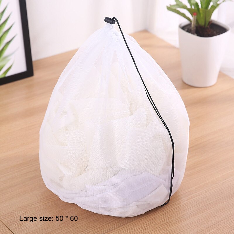 Thickened Laundry Bags Drawstring Thick And Thin Net Laundry Bag Clothing Washing Bag Drawstring Net Bag Bra Net Bag Storage Bag: L 50x60cm