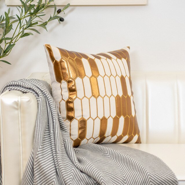 Luxe Gouden Geborduurde Kussen Auto Kussen Kantoor Eenvoudige Sofa Decoratieve Kussensloop: 03