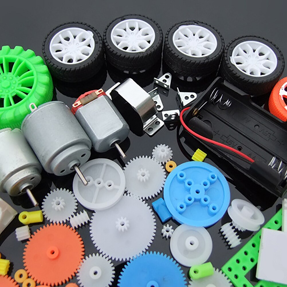 112Pcs DC Motor Kit Electric Mini Motor with Plastic Gears Motor Mounting Bracket Shaft Propeller for DIY Science Projects