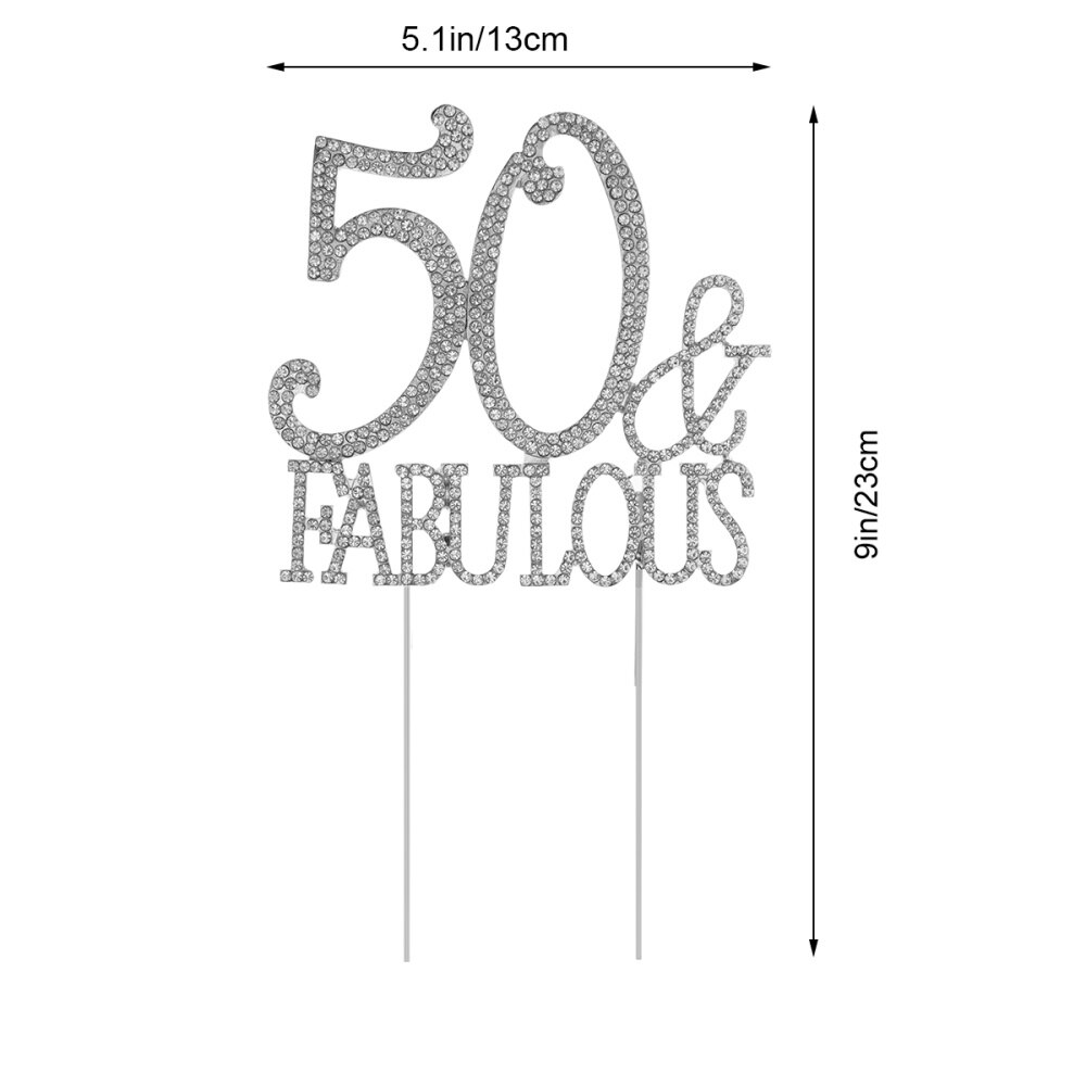 50 fabuloso pastel Topper para 50th de cumpleaños o aniversario de cristal adorno decorativo de diamantes de imitación para tarta para la suministros