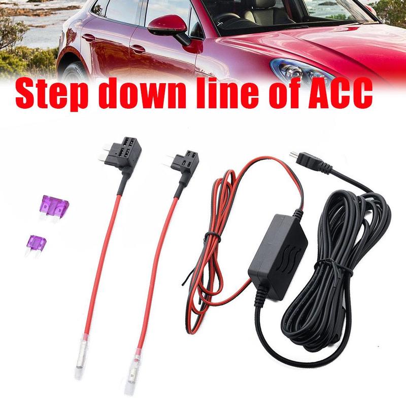12v-24v to 5v 2.5A Mini Micro USB Car Dash Camera Charger Adapter Cam Hard Wire DVR Hardwire Kit 3.2M