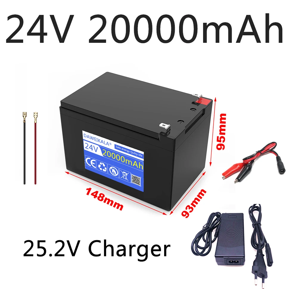 24V 20Ah 18650 lithium battery pack Rechargeable battery for solar energy electric vehicle camping battery 25.2v2A charger