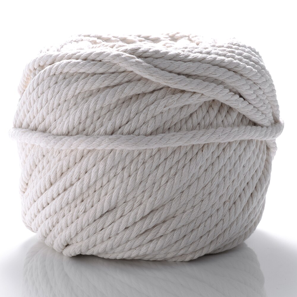 1 2 3 4 5 6mm Natural Cotton Twisted Rope Macrame Cotton Cord Twine String DIY Craft Making Tassel Knitting Thread( not 1 roll): 6mm X 5meters