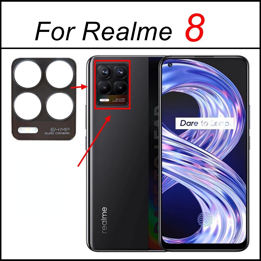 Tylna kamera szklana osłona obiektywu dla Realme 3 5 6 7 Pro globalnego 5i 5S 6i 7i Realme 8 5G główna kamera szkło wymiana + klej: Realme 8