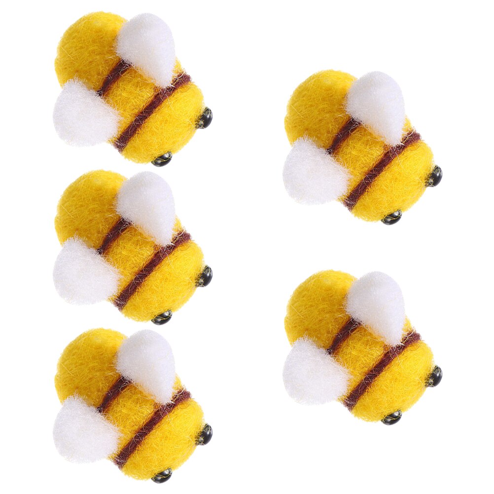 5Pcs Hat Clothing DIY Wool Felt Bee Decor Lovely Plush DIY Craft Felt Bee: Default Title