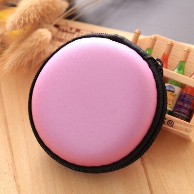 Portable Travel Electronic SD Card USB Cable Earphone Phone Charger Accessories Bags for Phone Data Organizer Bag Case: Round Pink