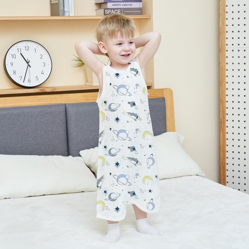 Baby Slaapzak Lente Zomer Jongens Meisjes Dunne Katoenen Gaas Mouwloze Baby Split Been Sleepsack Ademend Kinderen Vest Cocon: Planet / S Height 60-85cm