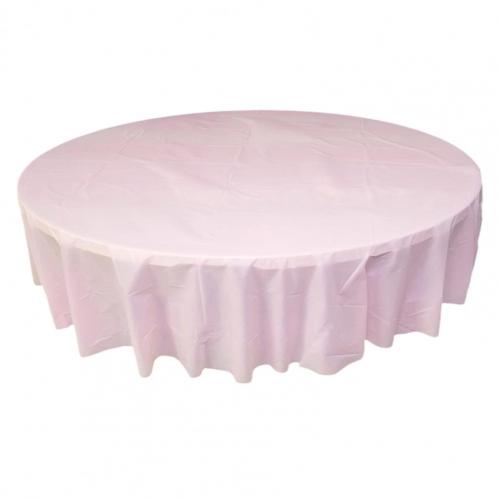 80%HOT84 Inch Round Tablecloth Simple Disposable PE Waterproof Thicker Table Cover Fabric for Home: Light Pink