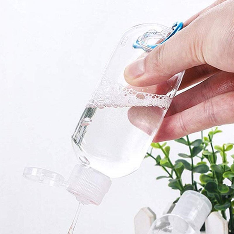 Bouteille vide de voyage désinfectant pour les mains, 30ml 50ml, support de taille, crochet, porte-clés, capuchon rabattable, bouteilles vides portables réutilisables, 5 pièces