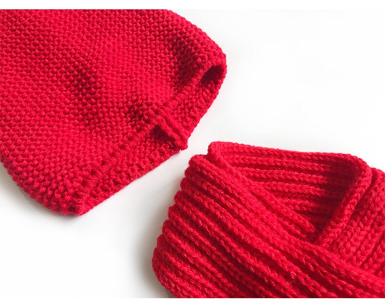 Vinter baby låve gutt jenter fast caps skjerf varm ull strikket søt ballhue + lue skjerf 2 stk / sett låve hals varmere lokk