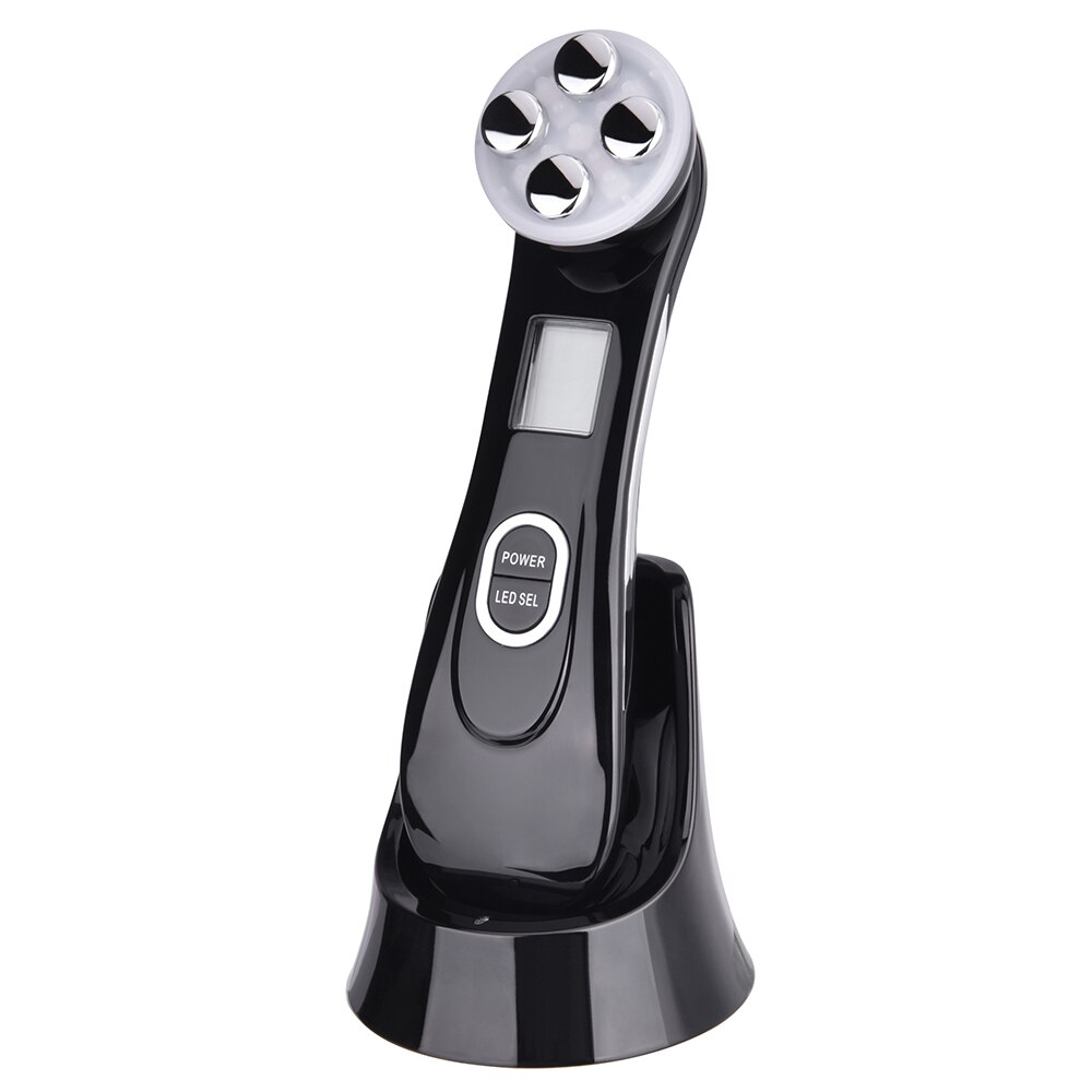 Dispositivo 5 en 1 de mesoterapia por electroporación para belleza facial, radiofrecuencia, fotones LED para rejuvenecimiento de la piel, arrugas: Black no box