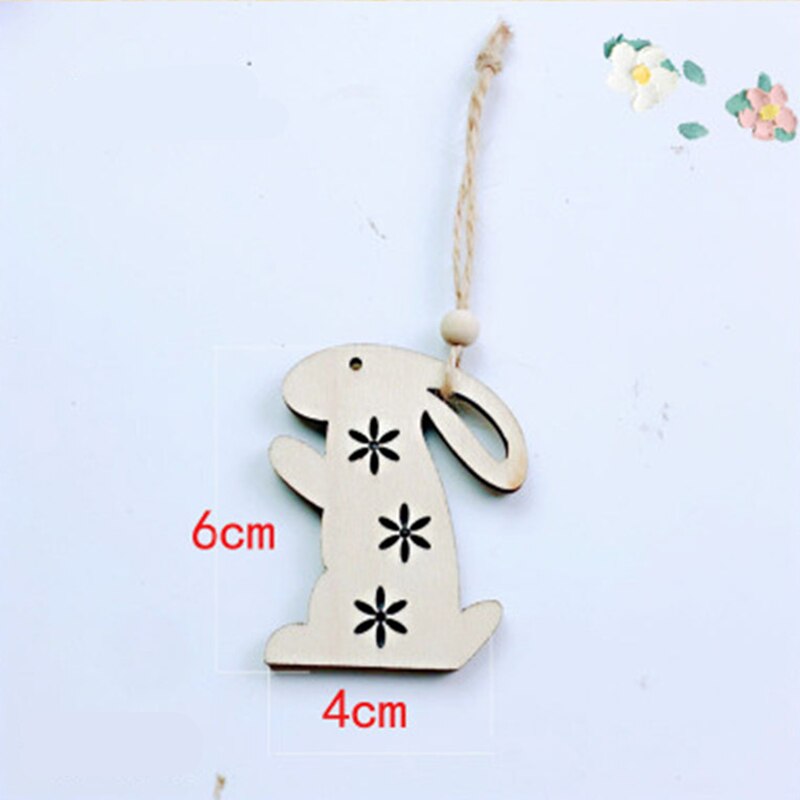 4 sztuk/zestaw 7*11cm wielkanoc królik dekoracje z drewna DIY drewno wiszące rzemiosło Słodki królik wielkanoc ozdoby zaopatrzenie solidny rzemiosła drewna: E