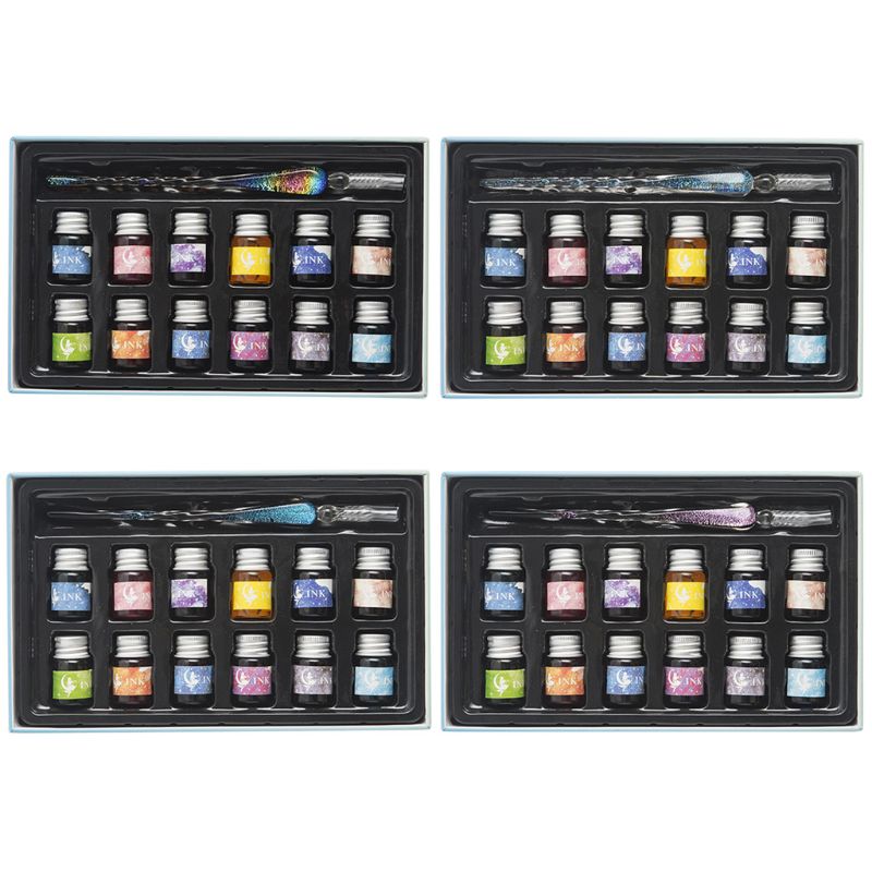 Cristal ciel étoilé verre encre stylo verre Dip stylo pour écrire stylo plume ensemble