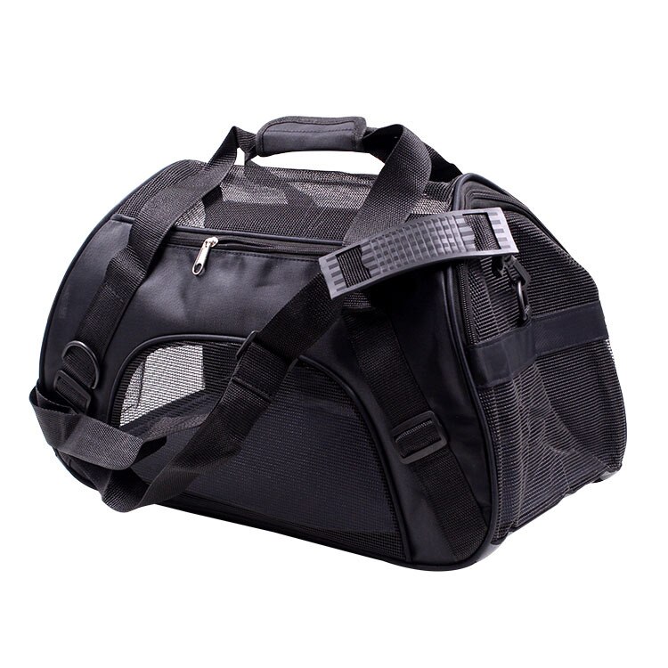 Pet Cat Carrier Rugzak Messenger Draagtas Uitgaande Reizen Pakketten Ademend Huisdier Handtas Voor Kleine Hond: Black / Large(52x24.5x33cm)