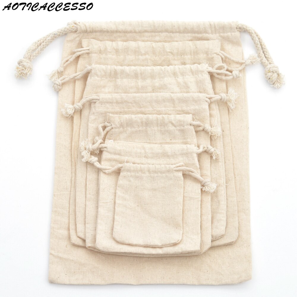 1 pc Herbruikbare Katoenen Trekkoord Boodschappentas Reizen Shopper Tote Tasje voor Vrouwen Mannen Waszak Christmas Pouch