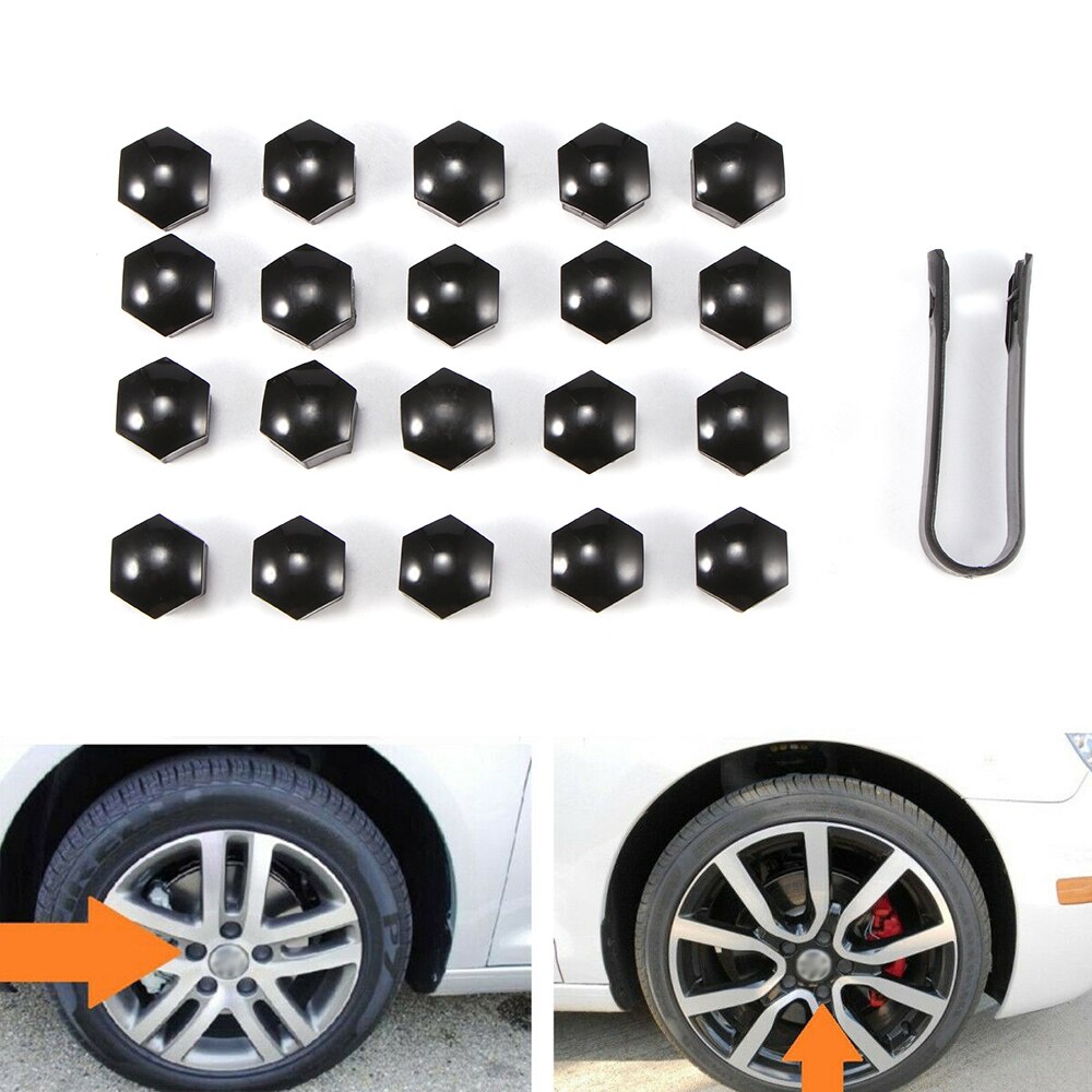 20 stk bilhjulboltdæksel 17mm bildækhjulnav dækker beskyttelseshætter hjulmøtrikker skruebeskytter