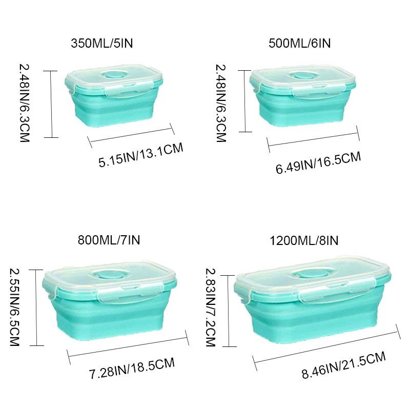 TEENRA Silicone Collapsible Lunch Box Set Silicone Food Container Storage folding Food Bento Lunch Box Microwave Dishwasher Safe