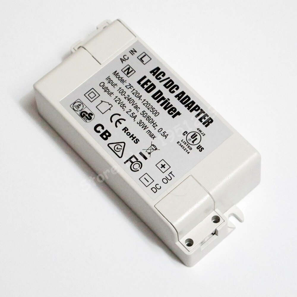 30W 2500mA MR16 MR11 LED Driver AC/DC Adapter Transformer Input AC 100V-240V Output DC 12V For LED spotlight and LED strip