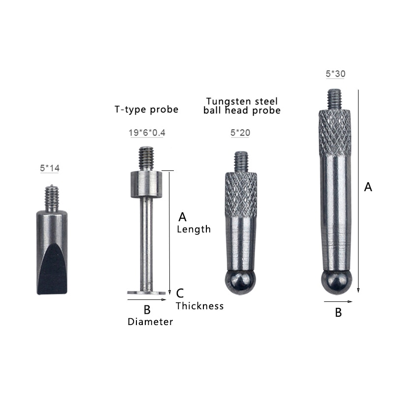 1PC Shaped Probe Dial Test Indicator M2.5 Thread T-type Cone Ball Dial Indicator Contact Point Measuring accessories