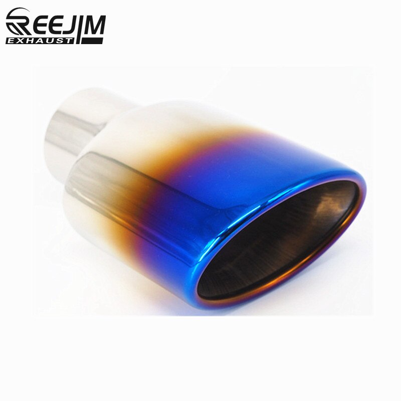 2.5 ''ingresso Ovale Blu Bruciato Inclinato punta in Acciaio Inox universale macchina punta del silenziatore di scarico auto auto-stying