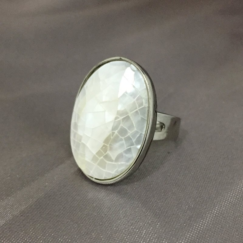 Natuurlijke Shell Vinger Ringen Voor Vrouwen Mannen Parelmoer Abalone Shell Kleurrijke Geel Wit Roze Parel Ringen Bruiloft Sieraden: white shell