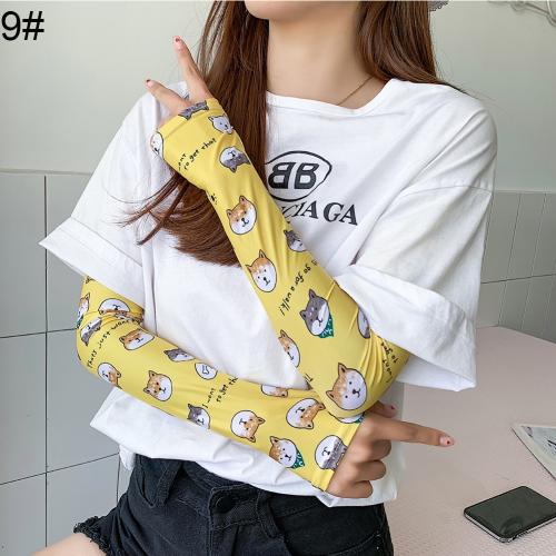 2pcs Summer Arm Sleeves for Women Printed Arm Compression Sleeves Armwarmer Outdoor Sun Block Fingerless Gloves Arm Sleeves: 9