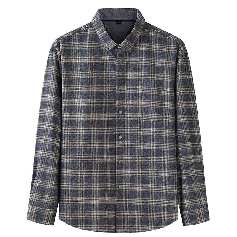 Tykke høst herre rutete fritidsskjorter med lange armer flanell pluss størrelse 2 xl 3 xl 4 xl 5 xl 6 xl 7 xl 8 xl 10xl: B / Xxxl