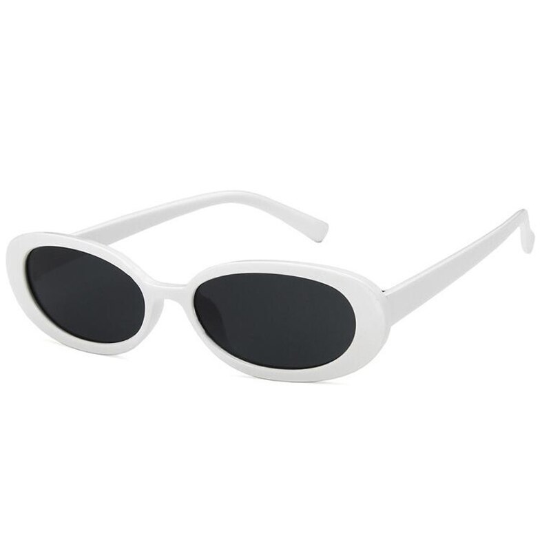 Retro ovale solbriller damemærke vintage hip hop lille stel solbriller gennemsigtige sorte røde  uv400 oculos: Hvid ramme grå