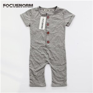 0-24M Infant Baby Boy Girl Romper Climbing Clothes Short Sleeve O-neck Soild Jumpsuit Playsuit Outfits Black Grey Available: Gray / 6M