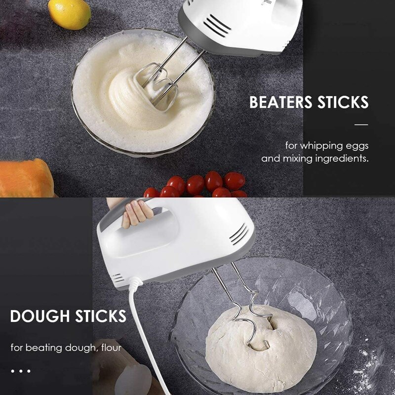 Economical Electric Hand Mixer 7-Speed Handheld Egg Whisk Kitchen Egg Sticks Dough Hooks