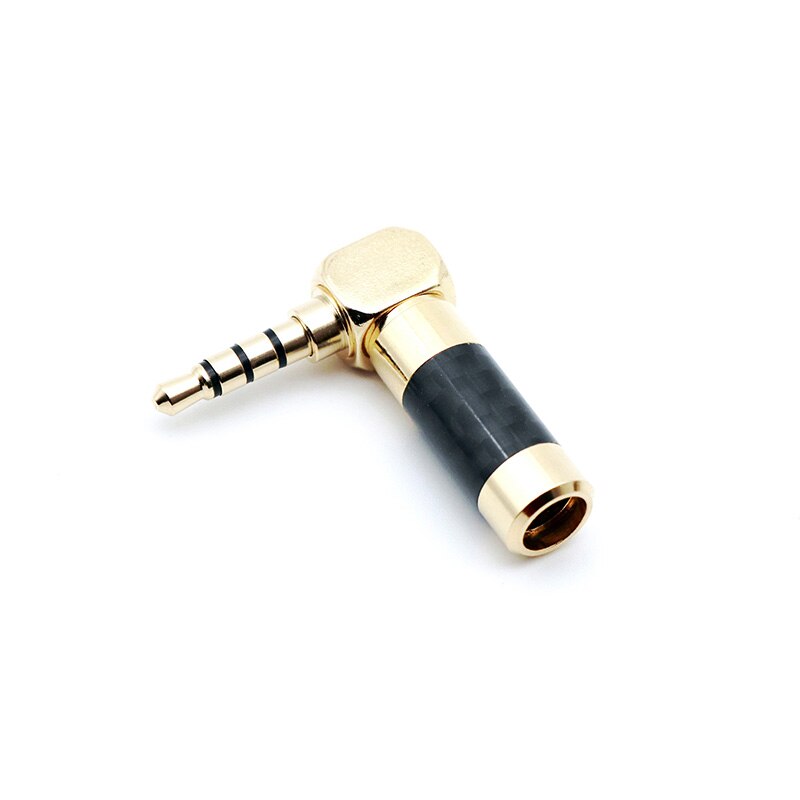 3.5mm 4 Pole Stereo Jack Carbon Fiber Earphone Jack Male Plug Gold Plated 90 Degree Repair Solder DIY Connector for 6mm Cable: Black