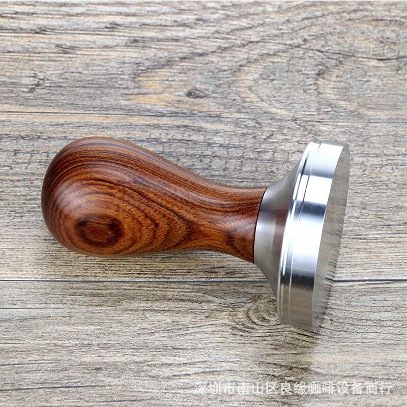 Koffie Tamper - 53mm Platte Bodem - Roestvrij Staal - Massief Houten Handvat