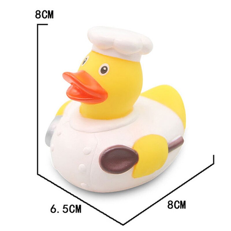 ESALINK 8-10Cm pływająca kaczka policja Baseball strażacy gumowa Ducky zabawka do kąpieli dziecko poznawcze zabawki kąpielowe zabawki edukacyjne: YN062-1pcs