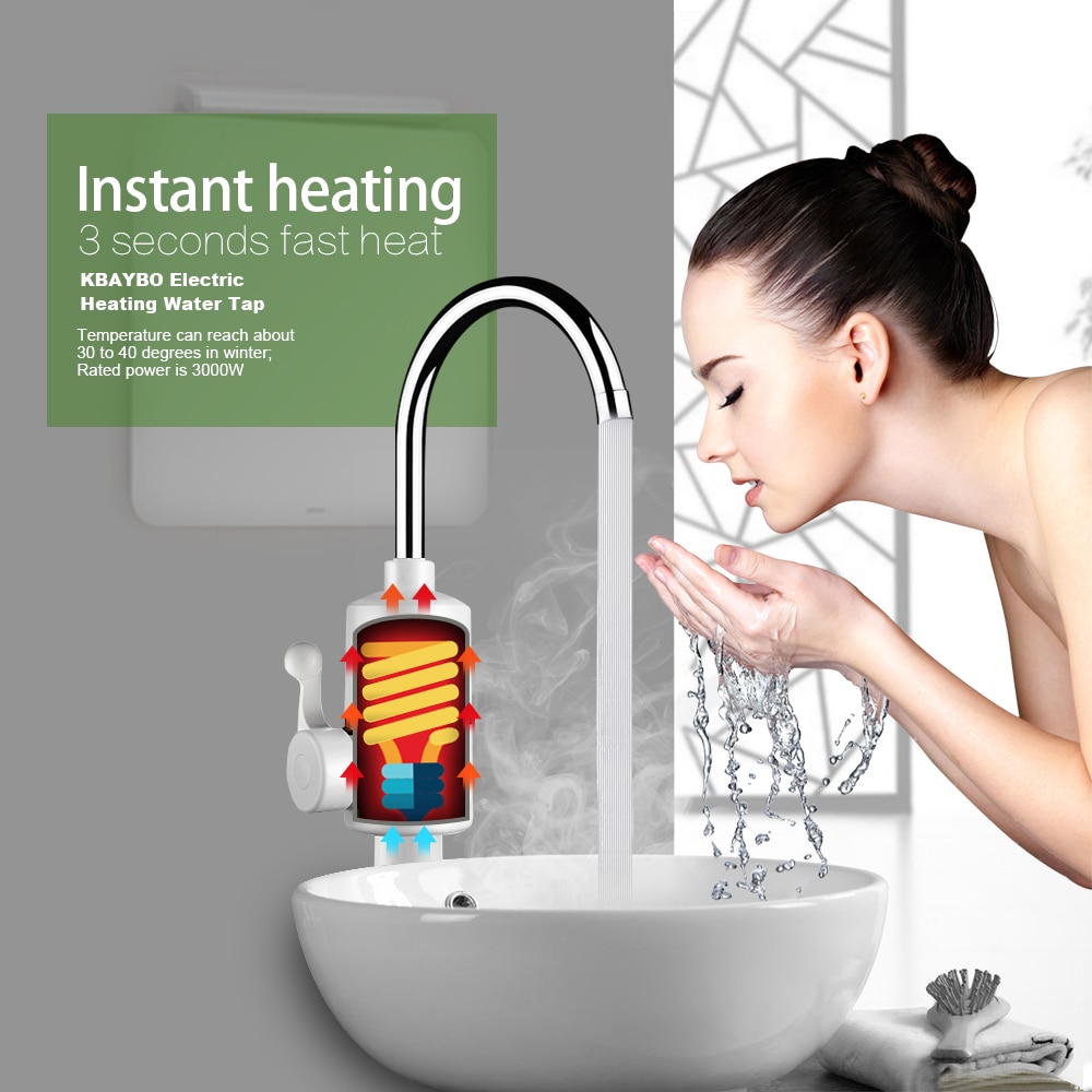 KBAYBO-grifo calentador de agua instantáneo eléctrico, ducha, grifo de agua , calefacción sin depósito, baño, cocina